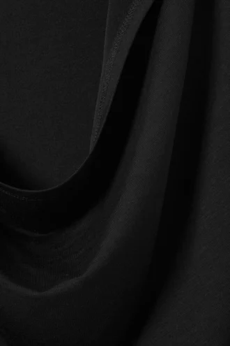 Top sin mangas de lyocell con capucha drapeada – Negro
