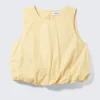 Top sin mangas de popelín con bajo abullonado – Amarillo claro Top sin mangas de popelín con bajo abullonado – Amarillo claro