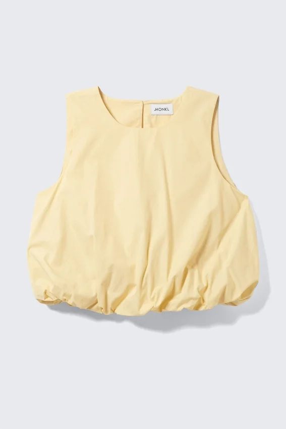 Top sin mangas de popelín con bajo abullonado – Amarillo claro Top sin mangas de popelín con bajo abullonado – Amarillo claro