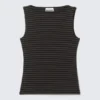Top sin mangas de rayas con cuello barco Annie – Rayas negras y grises Top sin mangas de rayas con cuello barco Annie – Rayas negras y grises