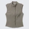 Top sin mangas de sarga estructurada – Gris Top sin mangas de sarga estructurada – Gris