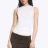 Top sin mangas fruncido de jersey – Blanco Top sin mangas fruncido de jersey – Blanco
