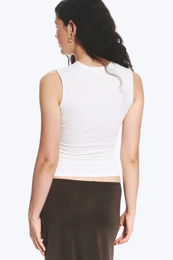 Top sin mangas fruncido de jersey – Blanco Top sin mangas fruncido de jersey – Blanco