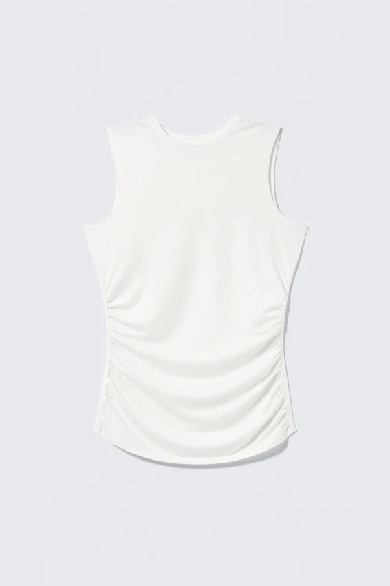 Top sin mangas fruncido de jersey – Blanco Top sin mangas fruncido de jersey – Blanco