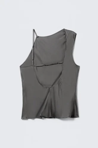 Top sin mangas fruncido – Gris