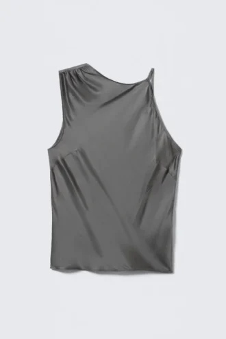 Top sin mangas fruncido – Gris