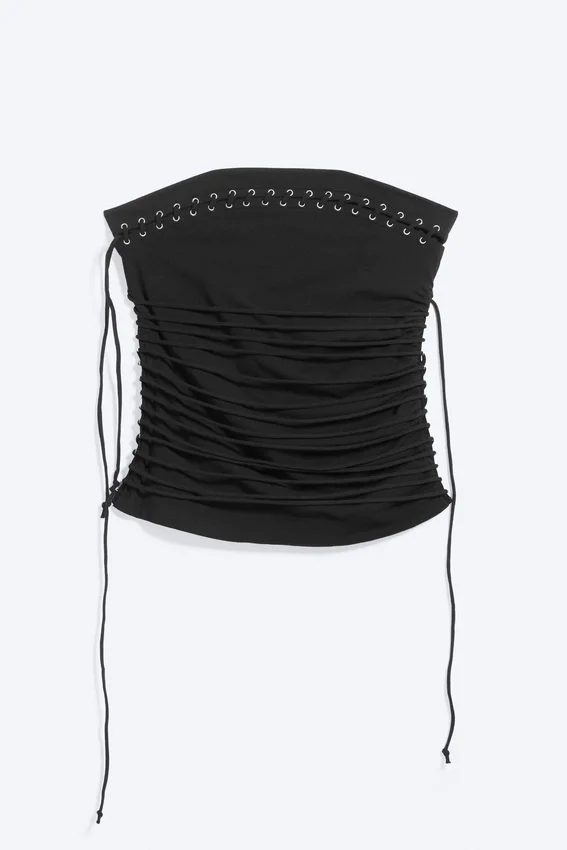 Top sin tirantes con lazo cruzado – Negro Top sin tirantes con lazo cruzado – Negro