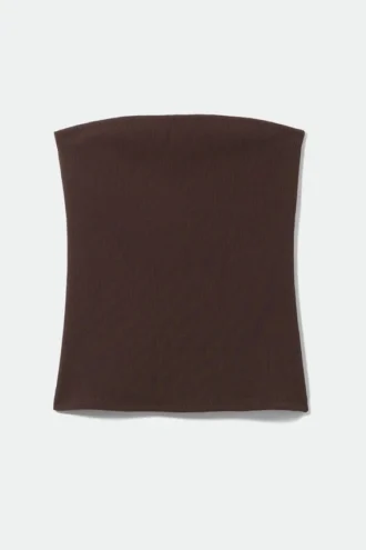 Top sin tirantes Tania Rib – Marrón oscuro