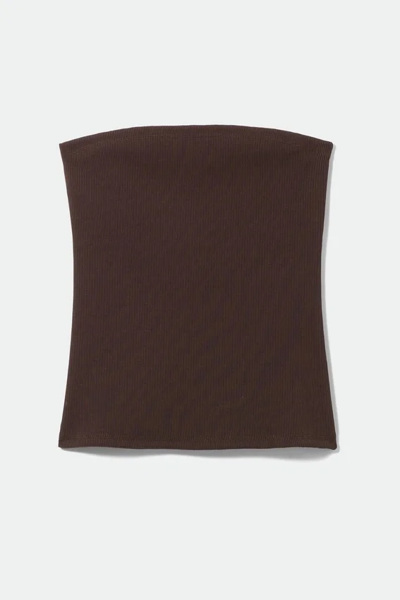 Top sin tirantes Tania Rib – Marrón oscuro Top sin tirantes Tania Rib – Marrón oscuro