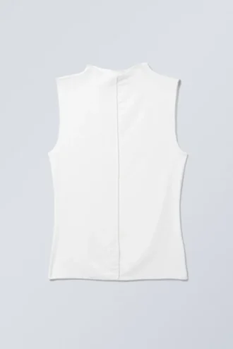 Top suave con cuello alto – Blanco