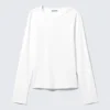 Top suave de jersey de algodón de manga larga – Blanco Top suave de jersey de algodón de manga larga – Blanco