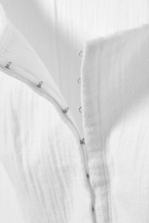 Top tipo corsé de sarga con cuello cuadrado – Blanco Top tipo corsé de sarga con cuello cuadrado – Blanco