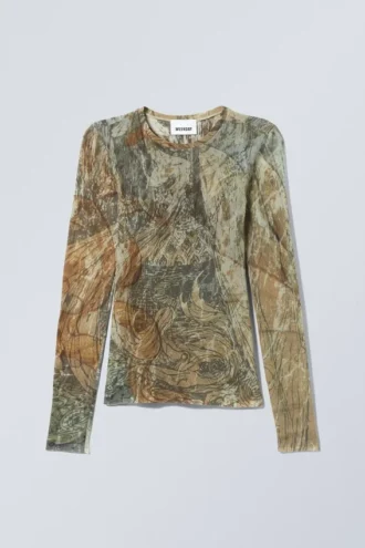 Top transparente de manga larga estampado – Abstract Fairytale