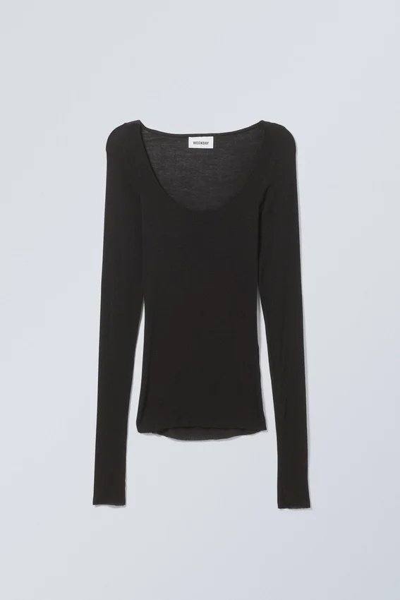 Top transparente de manga larga – Negro Top transparente de manga larga – Negro