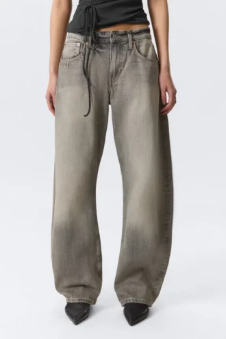 Vaqueros Abell de talle medio y corte recto – Barrel gris – Gris medio