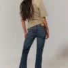 Vaqueros acampanados de talle bajo con adornos – Azul con adornos – Azul oscuro Vaqueros acampanados de talle bajo con adornos – Azul con adornos – Azul oscuro