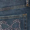 Vaqueros acampanados de talle bajo con adornos – Azul con adornos – Azul oscuro Vaqueros acampanados de talle bajo con adornos – Azul con adornos – Azul oscuro