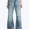 Vaqueros acampanados de talle bajo y corte regular Helix – Sky Worn – Azul medio