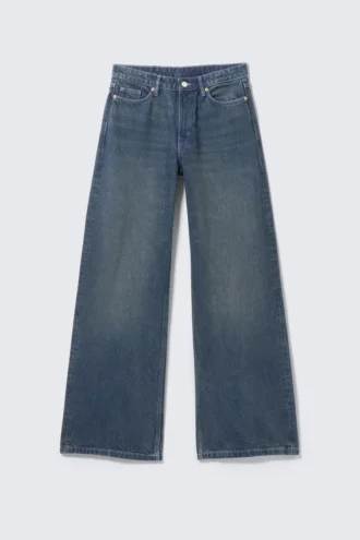Vaqueros anchos de talle medio Paz – Azul Ajax – Azul oscuro