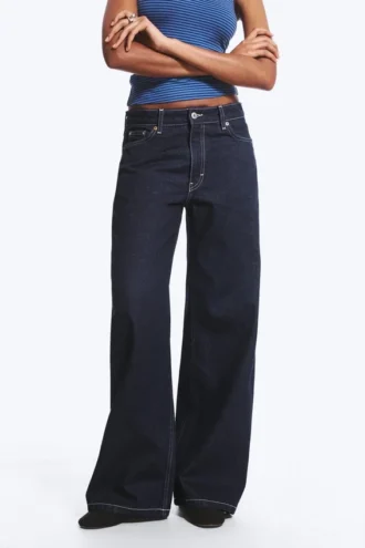 Vaqueros anchos de talle medio Paz – Blue Rinse – Azul oscuro