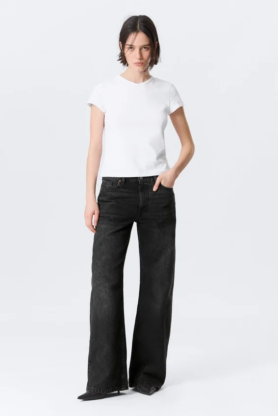 Vaqueros anchos de talle medio Paz – Paloma Black – Negro Vaqueros anchos de talle medio Paz – Paloma Black – Negro