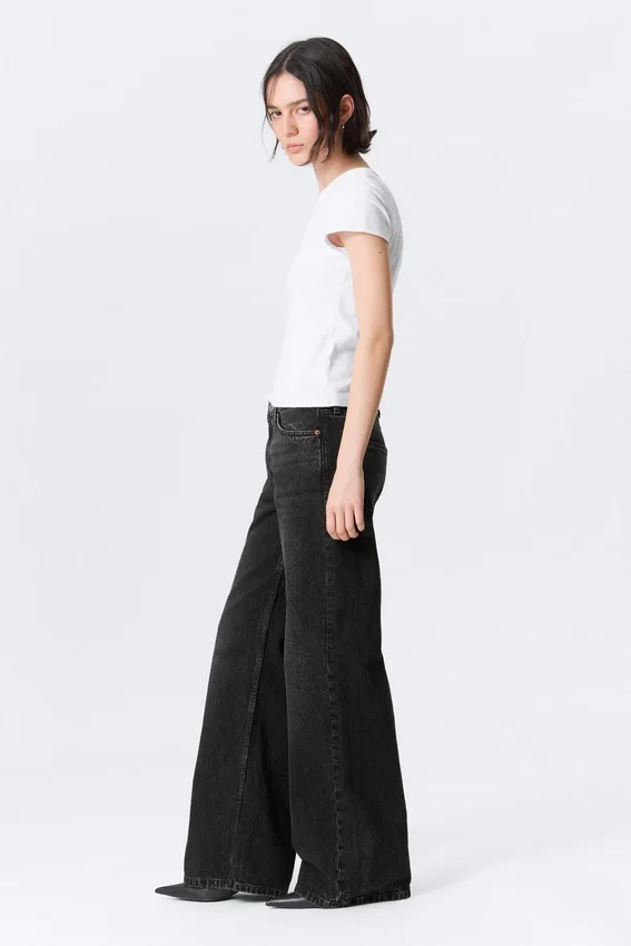Vaqueros anchos de talle medio Paz – Paloma Black – Negro Vaqueros anchos de talle medio Paz – Paloma Black – Negro