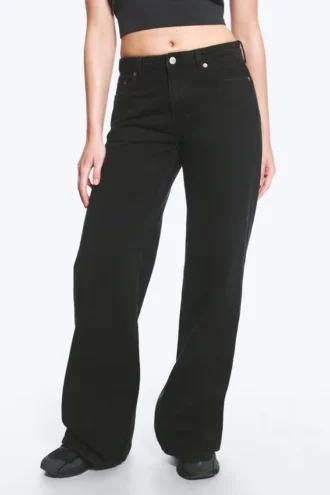 Vaqueros anchos de talle medio Paz – Tuned Black – Negro