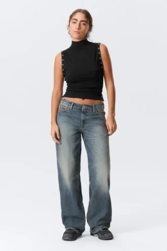 Vaqueros anchos holgados de talle bajo Ample – Azul Redondo – Azul medio