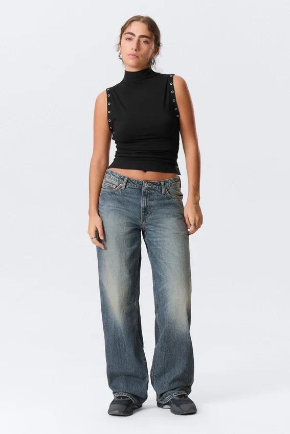 Vaqueros anchos holgados de talle bajo Ample – Azul Redondo – Azul medio Vaqueros anchos holgados de talle bajo Ample – Azul Redondo – Azul medio