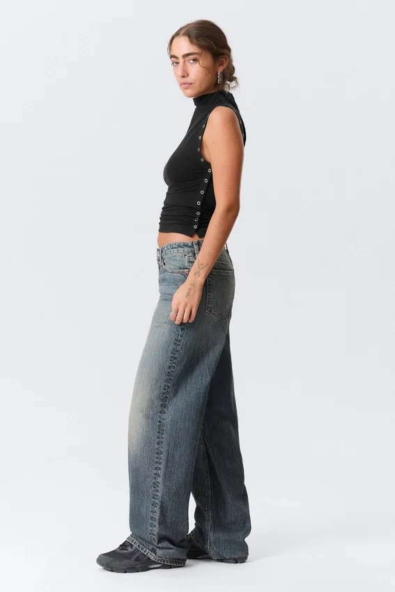 Vaqueros anchos holgados de talle bajo Ample – Azul Redondo – Azul medio Vaqueros anchos holgados de talle bajo Ample – Azul Redondo – Azul medio