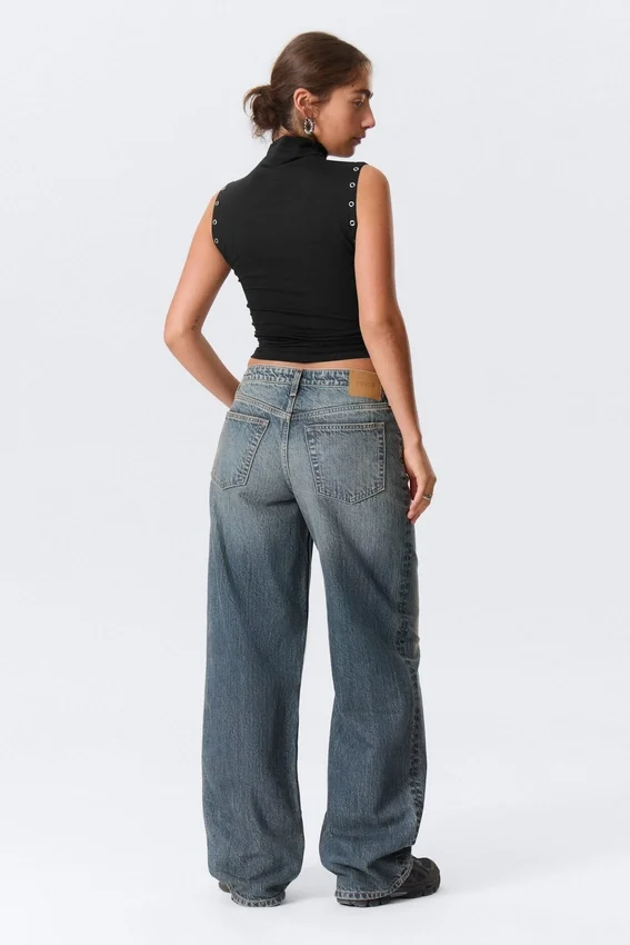 Vaqueros anchos holgados de talle bajo Ample – Azul Redondo – Azul medio Vaqueros anchos holgados de talle bajo Ample – Azul Redondo – Azul medio