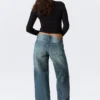 Vaqueros anchos holgados de talle bajo – Azul gasolina – Azul medio Vaqueros anchos holgados de talle bajo – Azul gasolina – Azul medio