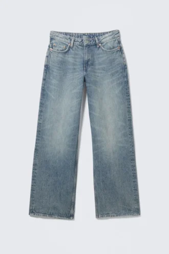 Vaqueros anchos holgados de talle bajo – Blue Stream – Azul medio