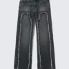 Vaqueros anchos, holgados, de talle bajo y con flecos – Azul Kimberly – Azul oscuro Vaqueros anchos, holgados, de talle bajo y con flecos – Azul Kimberly – Azul oscuro