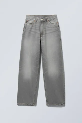 Vaqueros anchos holgados de talle medio Rail – Gris brumoso – Gris claro