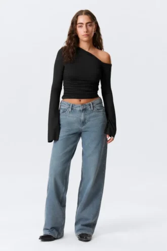 Vaqueros anchos y holgados de talle bajo – Blue One – Azul medio