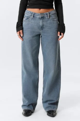 Vaqueros anchos y holgados de talle bajo – Blue One – Azul medio