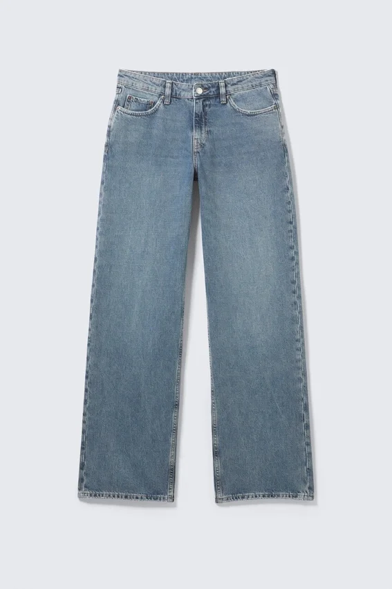 Vaqueros anchos y holgados de talle bajo – Blue One – Azul medio Vaqueros anchos y holgados de talle bajo – Blue One – Azul medio