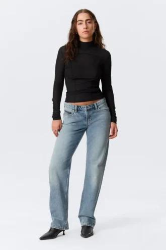 Vaqueros Arrow de talle bajo, corte recto y regular – Azul descolorido – Azul medio Vaqueros Arrow de talle bajo, corte recto y regular – Azul descolorido – Azul medio