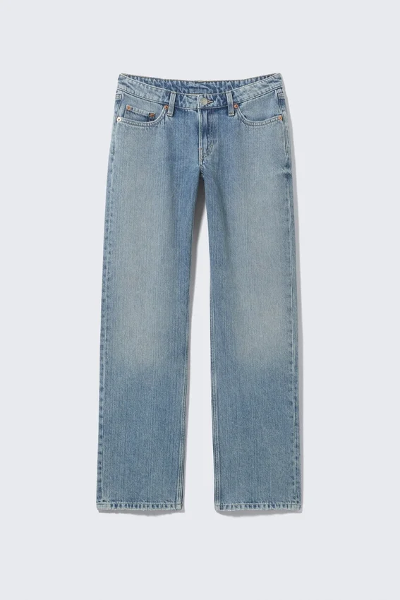 Vaqueros Arrow de talle bajo, corte recto y regular – Azul descolorido – Azul medio Vaqueros Arrow de talle bajo, corte recto y regular – Azul descolorido – Azul medio