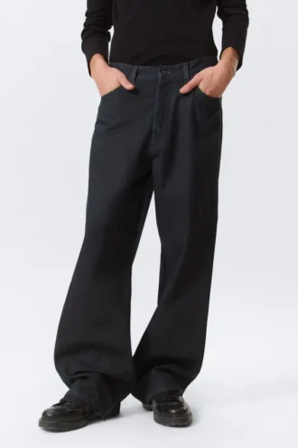 Vaqueros Astro Loose Baggy de talle medio, corte holgado y pierna ancha con acabado recubierto – Recubrimiento índigo Vaqueros Astro Loose Baggy de talle medio, corte holgado y pierna ancha con acabado recubierto – Recubrimiento índigo