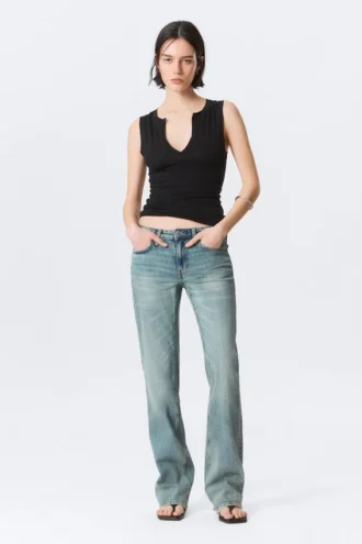 Vaqueros Bootcut Slim de talle medio Tension – Azul Perseo – Azul medio