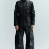 Vaqueros de corte holgado y pierna acampanada con efecto craquelado – Negro Vaqueros de corte holgado y pierna acampanada con efecto craquelado – Negro