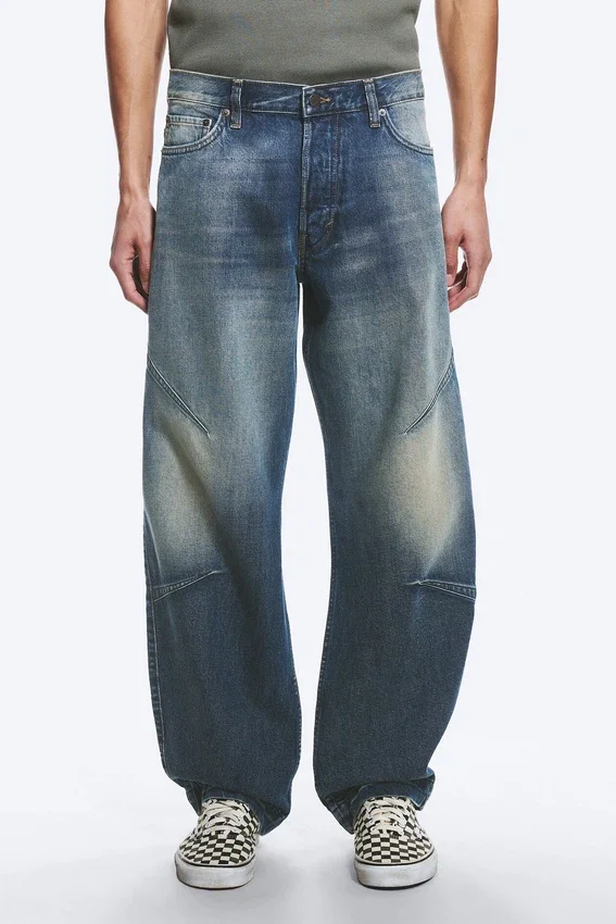 Vaqueros de talle bajo, corte holgado y pierna cónica – Azul Báltico – Azul oscuro Vaqueros de talle bajo, corte holgado y pierna cónica – Azul Báltico – Azul oscuro
