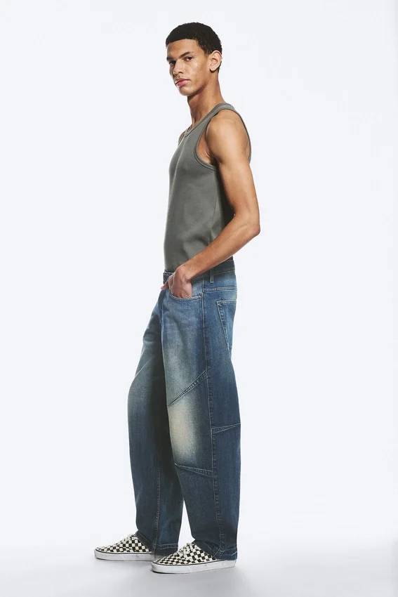 Vaqueros de talle bajo, corte holgado y pierna cónica – Azul Báltico – Azul oscuro Vaqueros de talle bajo, corte holgado y pierna cónica – Azul Báltico – Azul oscuro