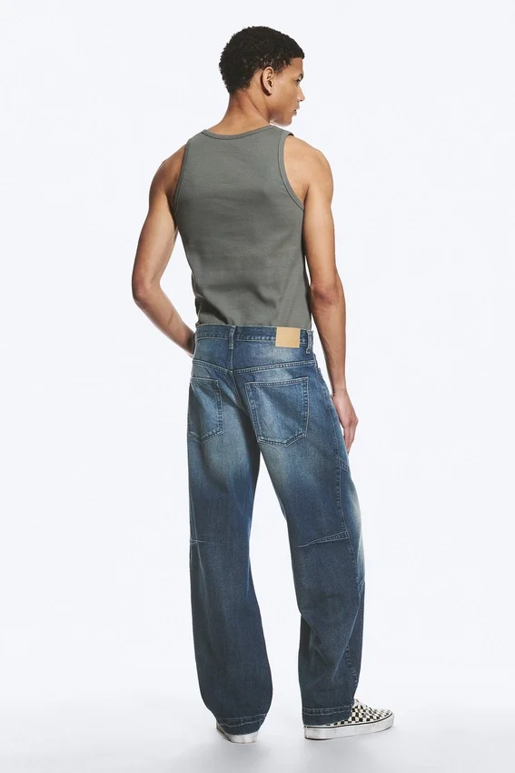 Vaqueros de talle bajo, corte holgado y pierna cónica – Azul Báltico – Azul oscuro Vaqueros de talle bajo, corte holgado y pierna cónica – Azul Báltico – Azul oscuro