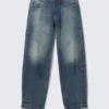 Vaqueros de talle bajo, corte holgado y pierna cónica – Azul Báltico – Azul oscuro Vaqueros de talle bajo, corte holgado y pierna cónica – Azul Báltico – Azul oscuro