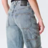 Vaqueros de trabajo de corte Barrel con cintura redondeada – Azul Hypnos – Azul medio