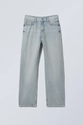Vaqueros Galaxy de talle medio, corte holgado y pierna recta – Azul ladrillo – Azul claro Vaqueros Galaxy de talle medio, corte holgado y pierna recta – Azul ladrillo – Azul claro