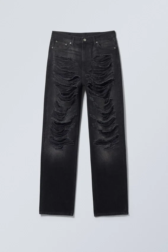 Vaqueros Galaxy holgados, rectos y desgastados – Negro desgastado Vaqueros Galaxy holgados, rectos y desgastados – Negro desgastado